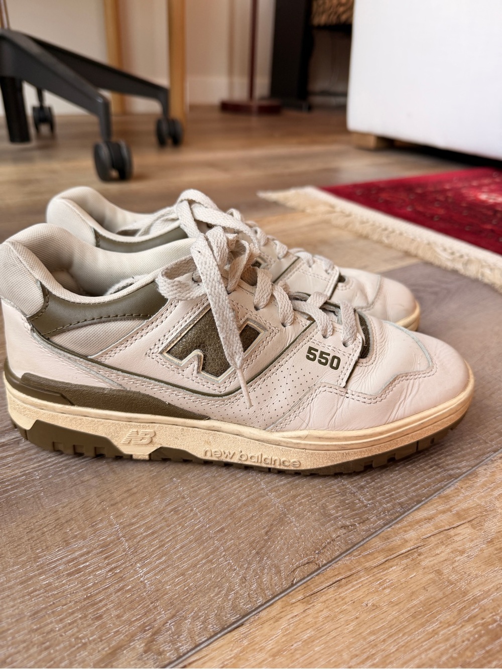 New Balance Aimé Leon Dore 550 Sneakers in Beige and Olive